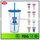 Bpa Free 20oz Plastic Double Wall Cold Cup With Straw thumbnail-4
