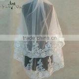 2016 Yiai Shing Beading Wedding Veil Two Layers Appliques Bridal Veils