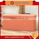 Orange Linen Rectangle Folding Seat Foot Stool Storage Box thumbnail-1