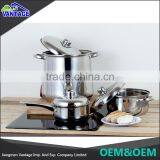High Quality Mirror Polishing Stainless Steel Cooking Ware Sets With Glass Lid thumbnail-5