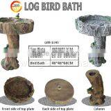 Natural Wooden Color Concrete Garden Bird Bath for Garden Decor thumbnail-1