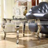 Stainless Steel Support Mirrored Marble Side Table thumbnail-2