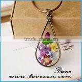 Unisex Fashion Natural Real Dried Flower Round Glass Pendant Necklace New Jewelry thumbnail-1