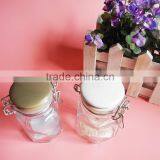 Mini Hexagonal Glass Jar With Clip Top thumbnail-3
