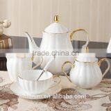 High Quality Bone China Royal Style 15pcs Coffee Set With Gold Rim thumbnail-2