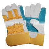 NMSAFETY yellow cotton back with cow leather split working leather gloves