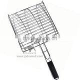 ST114 Wooden Handle Stainless Steel Three Fishes Bbq Grill Net thumbnail-1