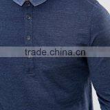 Long Sleeve Stitched Down Collar Four Button Placket Chest Pocket Navy Men's 100% Cotton Soft Jersey 220g Casual Polo T-Shirt thumbnail-3