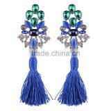 Bohemian Jewelry Rhinestone Gems With Alloy Plated Tassel Dangle Earrings thumbnail-2