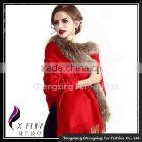 CX-B-P-65C 2016 Winter Fashion New Style Pashmina Shawl With Fur Trim thumbnail-1