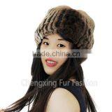 CX-C-240B Women Fashion Fur Pom Pom Winter Knitted Rabbit Fur Hat thumbnail-4
