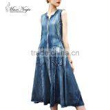 Maxnegio Midi Denim Sleeveless Design Jeans Dress thumbnail-1