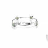 Sterling Silver Gold Plated Aqua Chalcedony Gemstone Bangle thumbnail-1