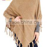 Classic Cashmere Fringed Poncho Cashmere Poncho Sweater Wrap thumbnail-2