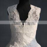 Applique Lace Deep V Neck Wedding Dress thumbnail-4