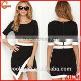 Fully lined bodycon fit black two piece evening dress wholesale evening dresses