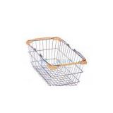 OEM Orange Metal Wire Mesh Plastic Supermarket Shopping Basket Carts