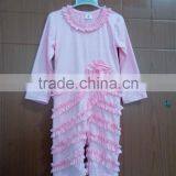 Wholesale Newborn Girl Cotton Petti Romper Valentine Gift Boutique Outfits Infant Damask Ruffle Romper thumbnail-1