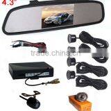 Super Thin Rearview Mirror 4.3" TFT LCD Mirror Monitor Video Parking Sensor 4 Sensor Car Reverse Camera Parking Sensor