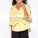 High Quality Lady Yellow Double Breasted Half Sleeve Jacket Nepal Low Price thumbnail-3