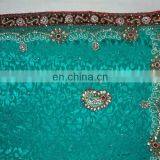Ethnic Handmade Havey Stone WorkJacquard Silk Saree Sari thumbnail-3
