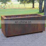Rustic Garden Rectangular Corten Steel Fire Pit thumbnail-1