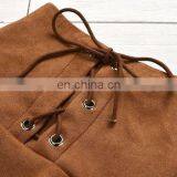 2020 летние европейские и американские стильные костюмы для девушек из хлопкового трикотажа с эффектомwicking, состоящие из короткорукавной блузки и юбки с шелковой ленточкой и вязанным полотном thumbnail-4