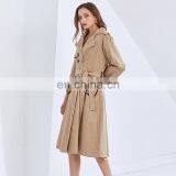 TWOTWINSTYLE Patchwork Buttons Women's Trench Coat Lapel Collar Long Sleeve Lace Up High Waist Slimming thumbnail-5