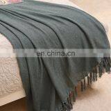 Solid Blanket Cross Woven Couch Throw Christmas Knitted Blankets With Decorative Fringe Lightweight for Bed or Sofa Decorative thumbnail-6