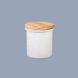Enamel Carbon Steel Canister with Wooden Lid