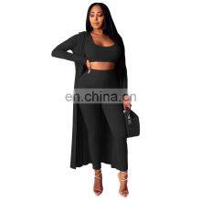Manufacturer Customized Logo Spring and Autumn Women's Long-sleeved Fashion Sports Robe Jacket Three-piece Suit thumbnail-4