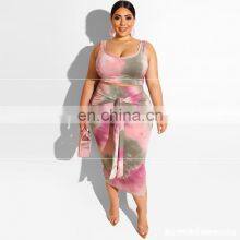 Wholesale Two-piece Ladies Clothing Hot Sale Crop Tops and Mid-length Tight Skirt Dresses Plus Size thumbnail-2