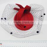 Hot Sale!!!Fashion Ladies Design Veiling And Red Wool Felt Hat thumbnail-5