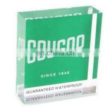 40 мм цельный зелёный с белым логотипом на обратной стороне акриловый куб для оптовой продажи и выставки