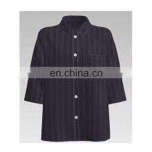 China Made 38% Cotton 62% Rayon Yarn Dyed Navy Stripe Fabric for Garment