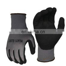 Safety Polyester Liner Palm Coated Work Gloves Men Nitrile Coated Work Gloves thumbnail-1