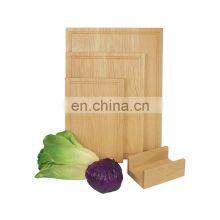3 Piece Sets Kitchen Wood Bamboo Cutting Board Wood Set With Stand Rack thumbnail-3