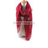 2016 Spring Newest Colorful Leaf Hand Embroidery Designs Cotton Scarves thumbnail-5