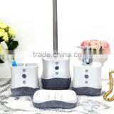 Shining Pearl White Polyresin Bathroom Accessories Set for Hotel and Home thumbnail-1