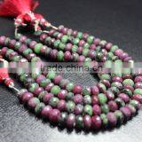 AAA QUALITY RUBY ZOISITE FACETED RONDELLE LOOSE GEMSTONE BEADS thumbnail-3