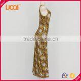 New Design Comfortable o Neck Printed Sleeveless Casual Ladies Beach Long Dress thumbnail-2