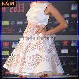 Retro Pink Prom Dress With Ribbon Short Pink Bridesmaid Dress Pink Fit and Flare Dress thumbnail-1