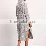 2016 Cold Winter Thick Long Sleeve Mock Neck Pullover Long Women Sweater Dress Quality Choice thumbnail-5