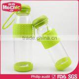 360ML/500ML Mochic Outdoor Portable Stylish & Smart Clear Glass Water Bottle With Silicone Sleeve thumbnail-4