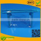 Custom Printed Clear PVC Cosmetic Packaging Bag With Fabric Zipper