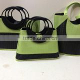 High quality Best selling eco-friendly set of 3 black and green bamboo tote handmade bag with handle made in vietnam