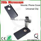 Portable Clip Mounts 160-200x Zoom Led Microscope Lens for Iphone 6 Plus Samsung Galaxy s4 s5 s6 Htc Nokia Lumia thumbnail-3