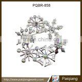 Latest design hot selling fashion silver cheap crystal winter snowflake brooch