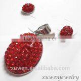 Ladies Red Color Stainless Steel Jewelry Set Crystal