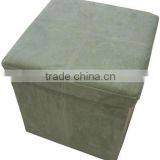 Cheaper! Khaki Suede Foldable Storage Ottoman thumbnail-1